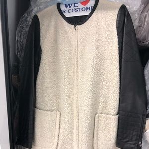 Wool and faux leather jacket